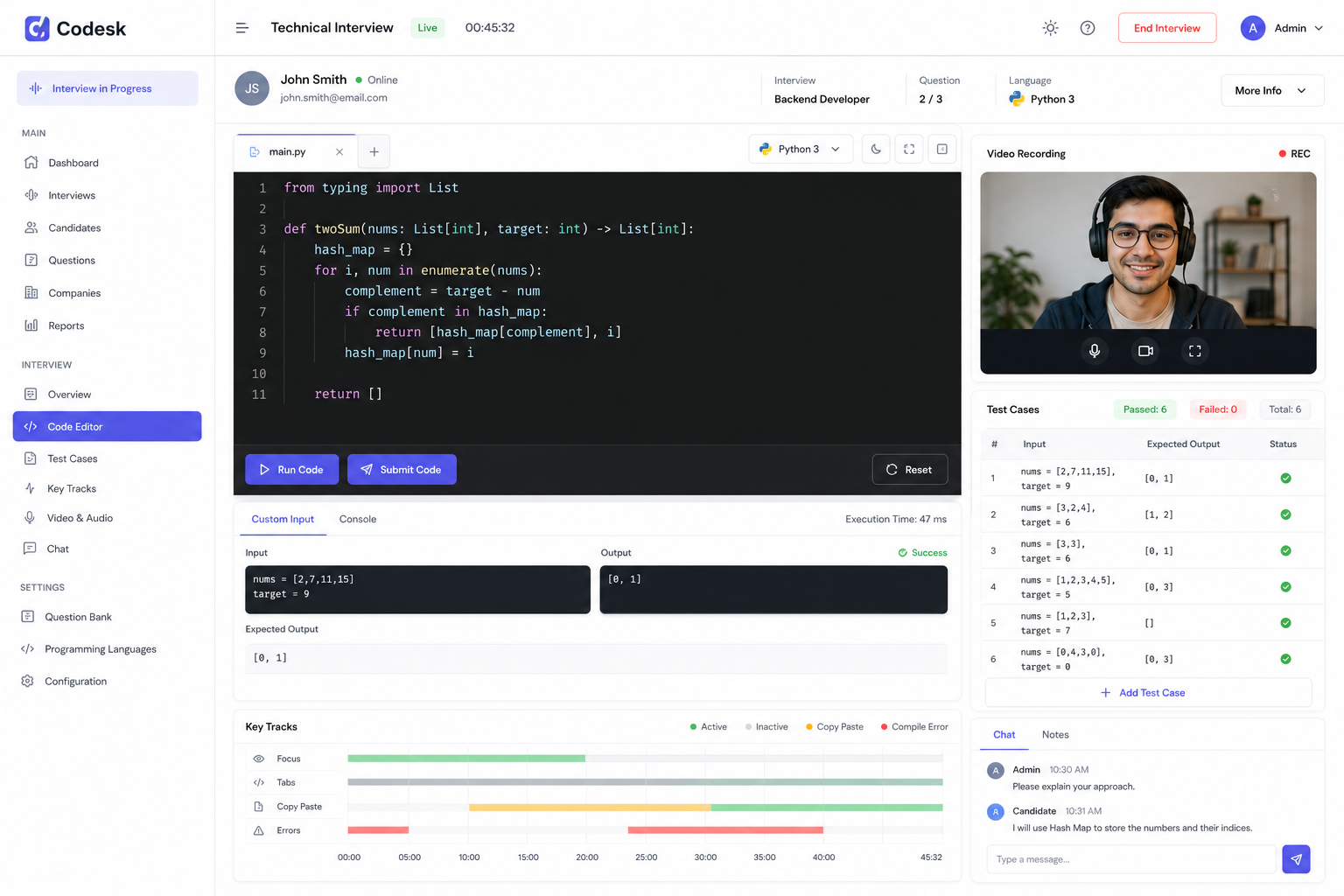 Codesk online technical interview platform